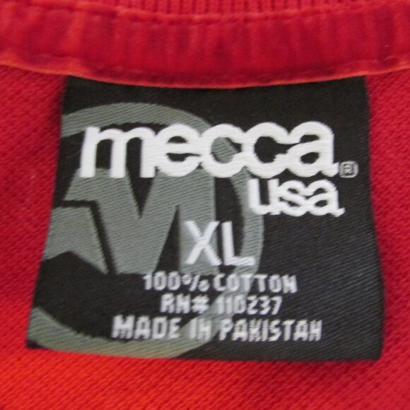 MECCA USA MEN'S SIZE XL POLO SHIRT RED & GRAY STRIPE SHORT SLEEVE - Picture 5 of 7